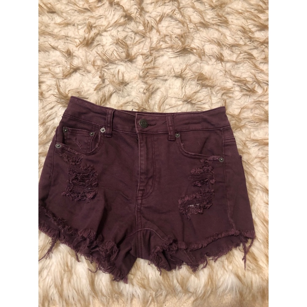 Maroon distressed American Eagle shorts